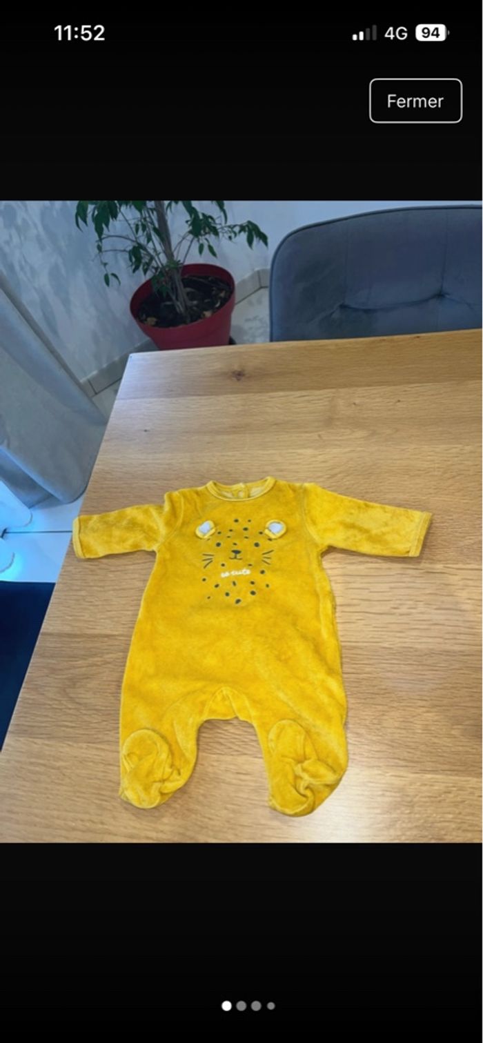 Pyjama jaune moutarde 1 mois - photo numéro 2