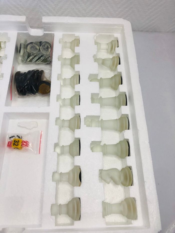 3 en 1 en verre échiquier, dames, backgammon - photo numéro 6