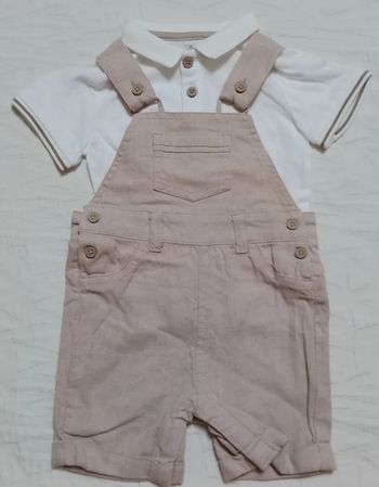 Kimbaloo ensemble salopette lin polo blanc 6 mois