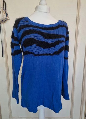 Pull zebré Mim bleu et noir