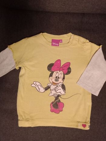 Tee shirt manches longues vert anis/gris Minnie