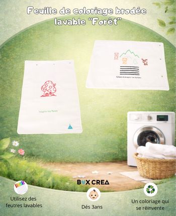 Recharge feuille de coloriage brodée  lavable "Thème Forêt"