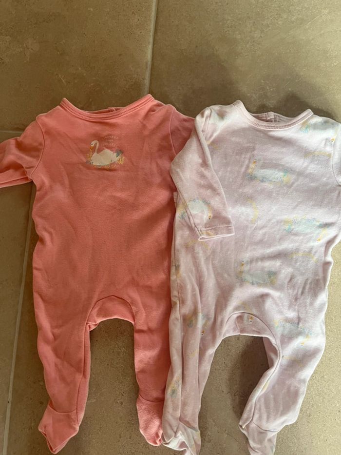 2 pyjamas tex bébé fille 1 mois