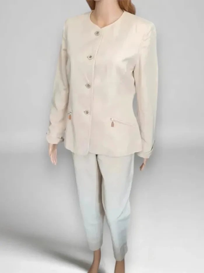 Ensemble  lin et coton Olivier Grant oversize ,coupe large et fuselé taille haute ,veste cintrée - photo numéro 2