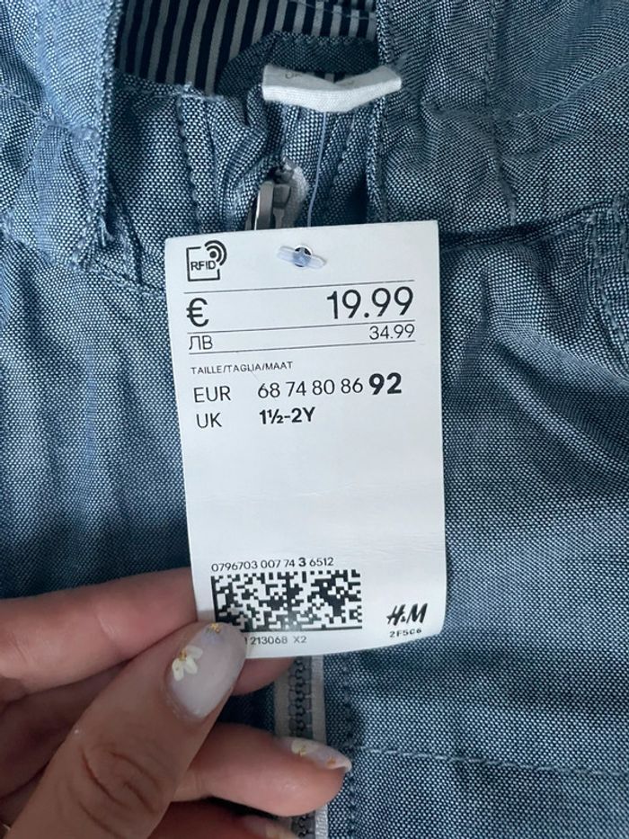 Veste légère neuve bleu jean 2 ans H&M - photo numéro 4