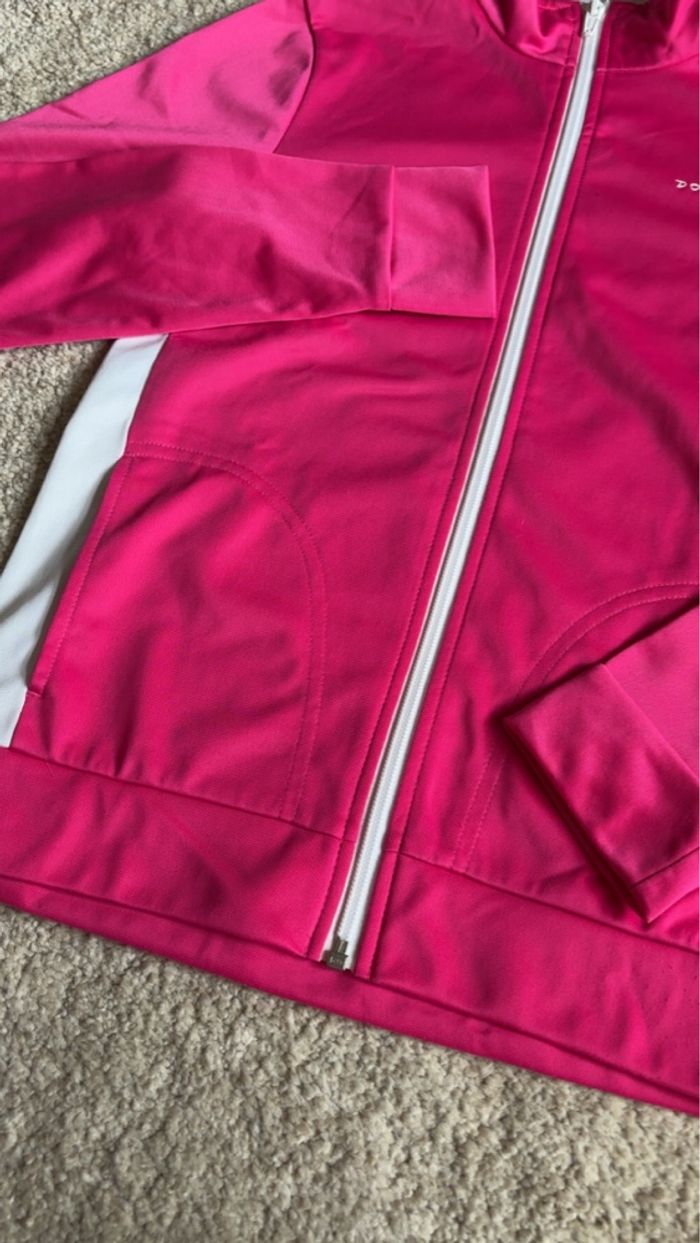 Gilet à zip col montant rose et blanc taille 12 ans Domyos Décathlon - photo numéro 2