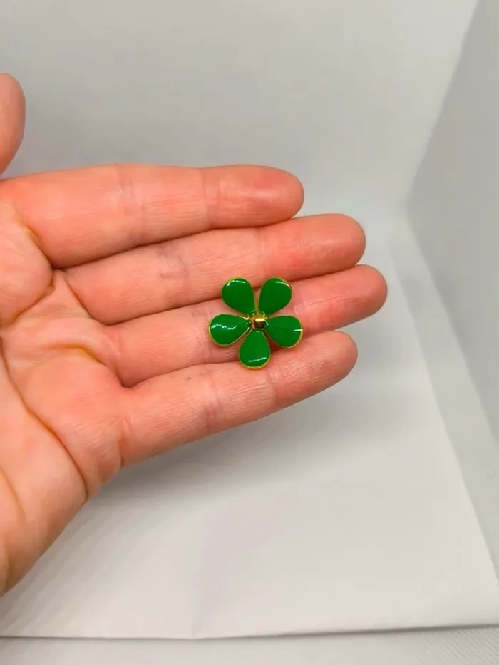 Bague dorée avec fleur verte nacrée - photo numéro 8