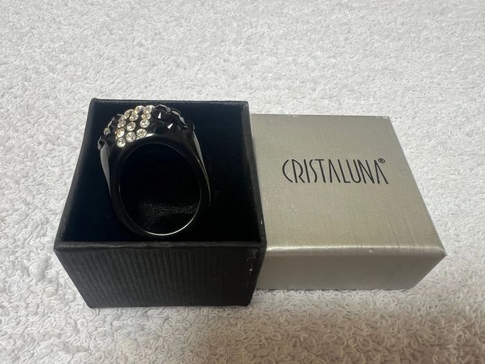 bague cristaluna esse cristal acrylique noir swarovski neuf 101 502 n1 - photo numéro 2