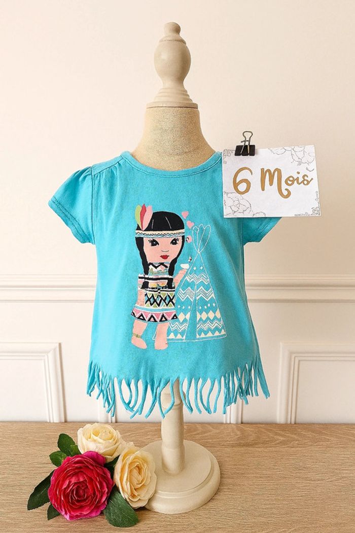 T-shirt manche courte avec frange 6mois