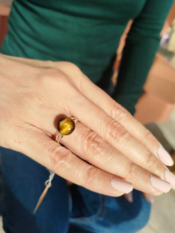Bague sertie d'Oeil de tigre.