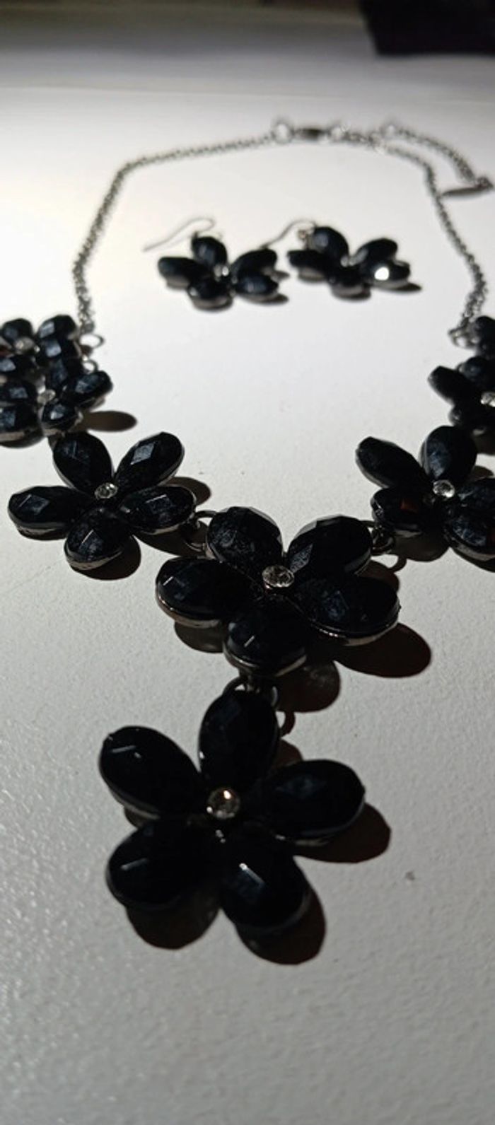 Parure fleurs collier + boucles d'oreilles - photo numéro 4