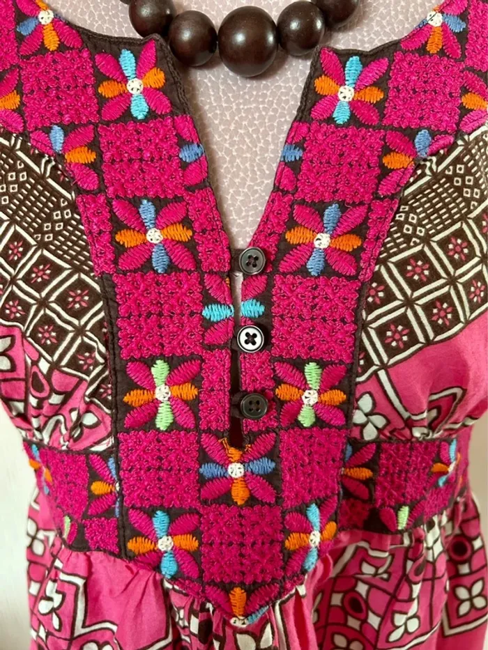 🌸🌿Blouse tunique made in India vintage 2000 H&M inspiration 70s Boho hippie style sleeveless tunic🌿🌺 - photo numéro 9