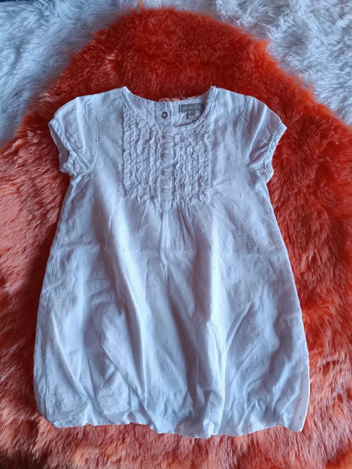 Robe blanche à manches courtes T. 12 mois Grain de blé