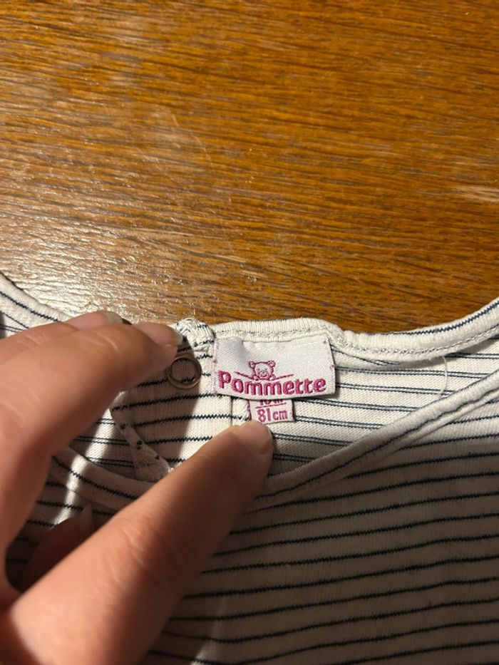 T-shirt manche longue rayé blanc et bleu - photo numéro 2