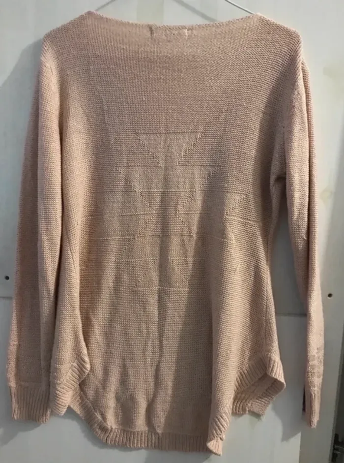 Pull femme demie saison  Esther col v manches longues abricots taille L - photo numéro 2