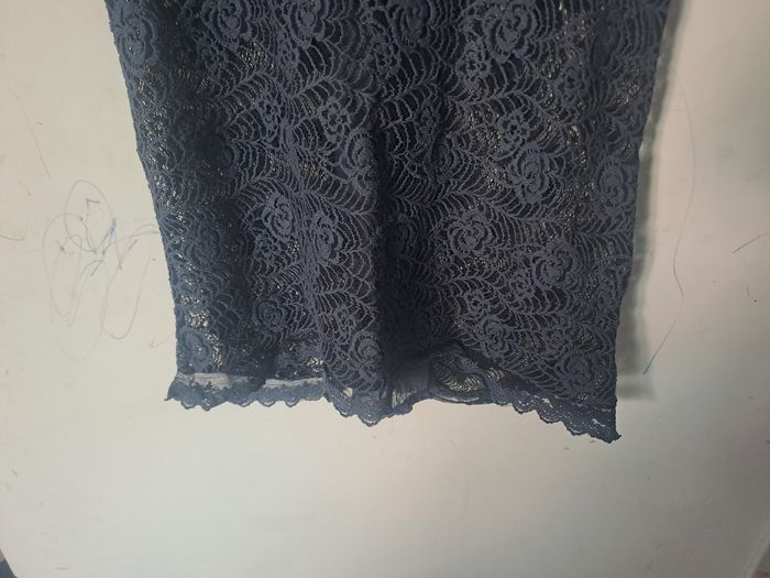 Blouse Transparente broderie dentelle bleu - photo numéro 4