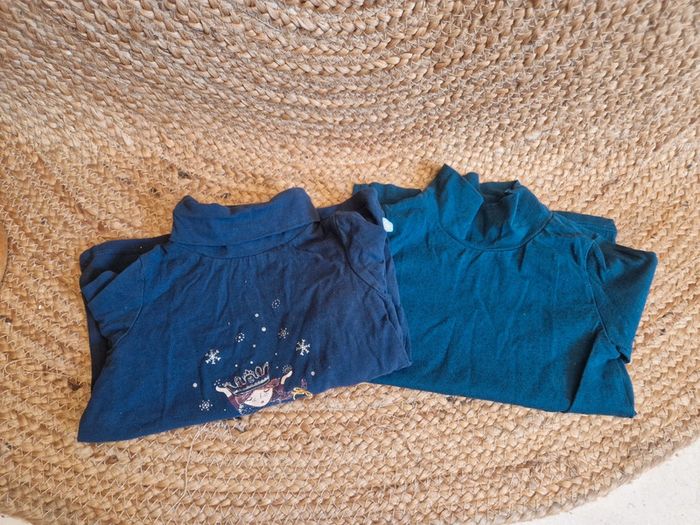 Lot de 2 hauts à manches longues col rouler bleu fille sergent major et du pareil au même 4 ans