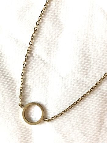 Collier Pendentif Minimaliste Petit Cercle Plat Ouvert Doré Bijou Doré Fantaisie Femmes