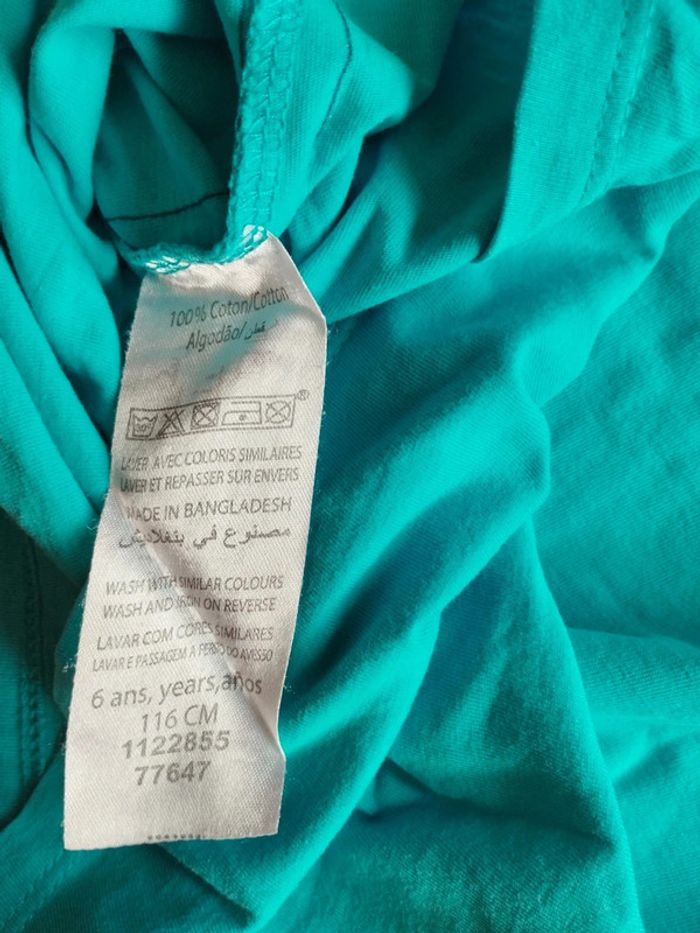Tee-shirt garçon 6 ans turquoise – été, coton, très bon état - photo numéro 5