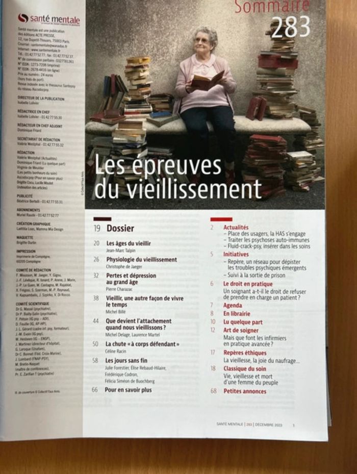 Revue Santé Mentale - Numéro 283, dossier « Les épreuves du vieillissement » - photo numéro 2