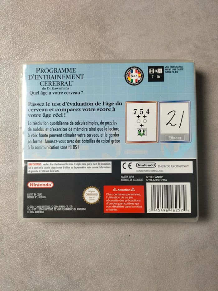 Jeu Nintendo DS – Programme d’Entraînement Cérébral du Dr Kawashima - photo numéro 2