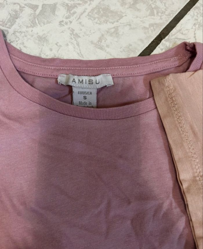 Lot de 2 t-shirts rose et lila– Amisu – Taille S - Neufs sans étiquette - photo numéro 3