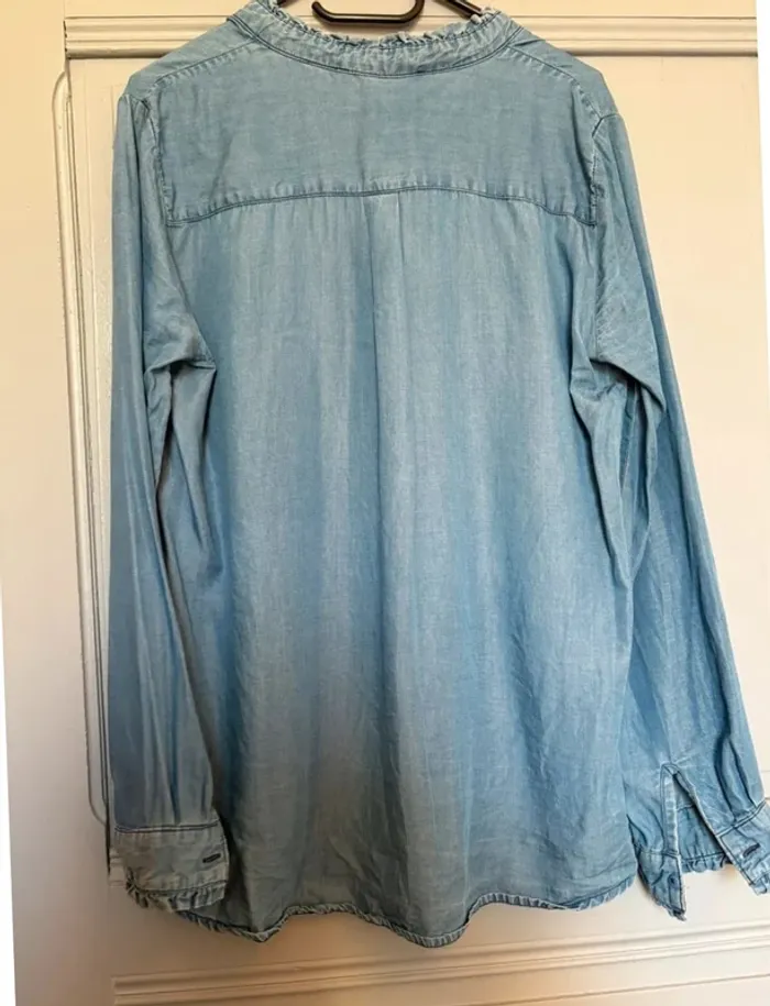 Chemise blouse en viscose bleu avec petits détails Promod - photo numéro 6