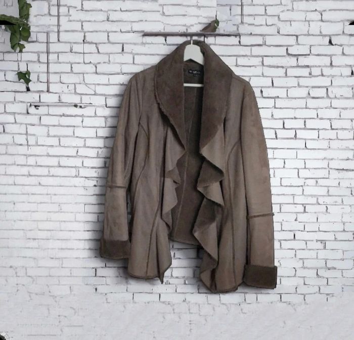 Veste façon peau retournée taupe La Halle