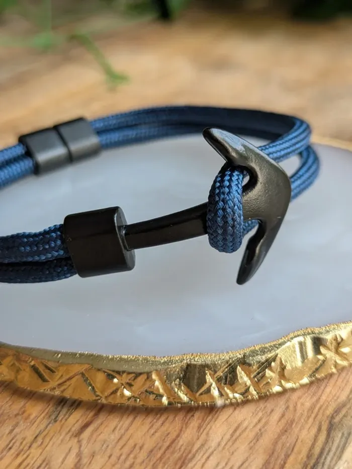 Bracelet en cordon esprit marin bleu - photo numéro 2