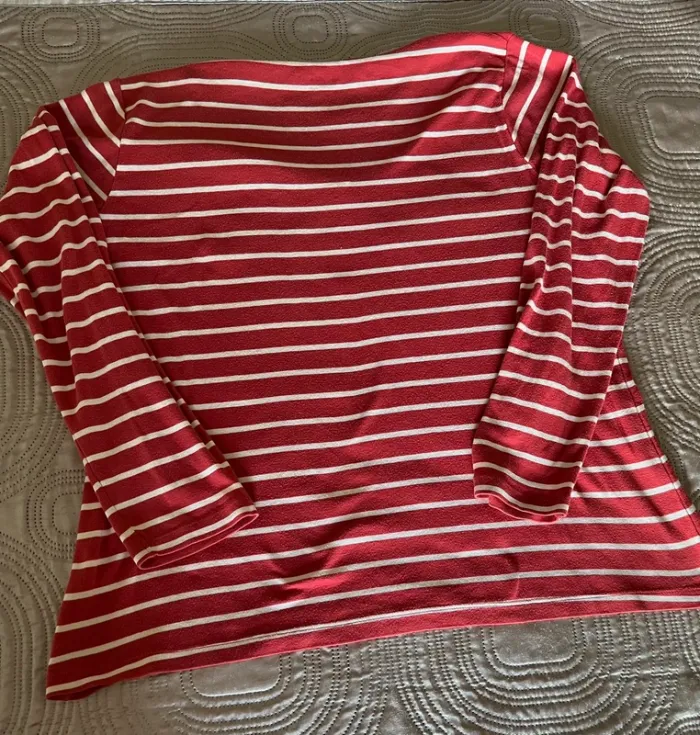 T-shirt manches longues XL rouge et blanc - photo numéro 2