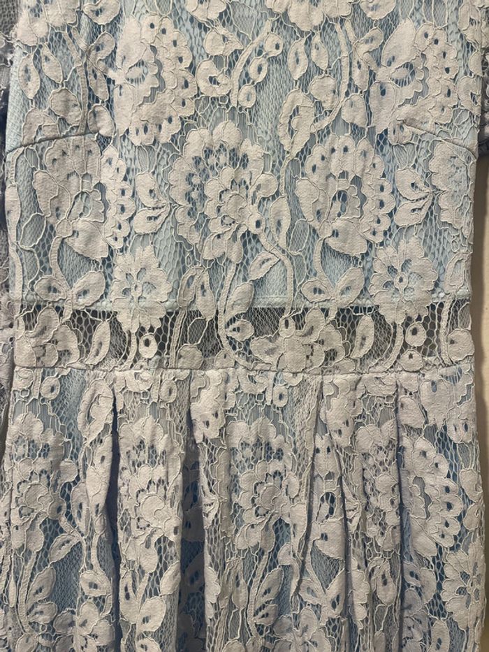 Magnifique robe bleue dentelle S manches longues doublée - photo numéro 4