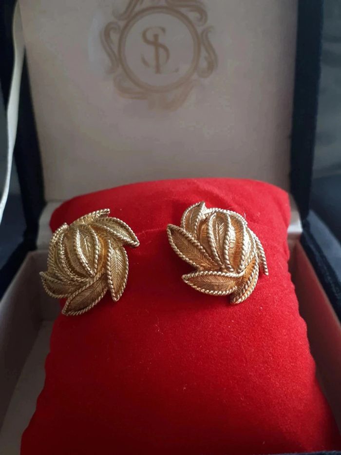 Boucle d'oreille vintage plaqué or - photo numéro 3