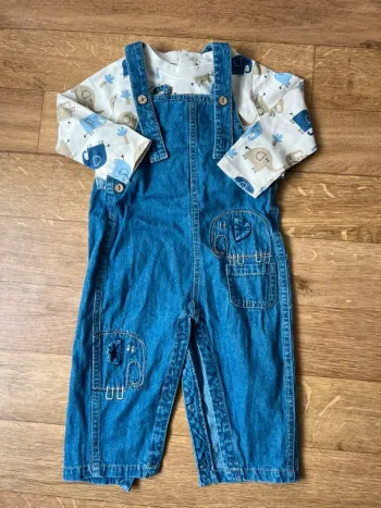 Ensemble salopette éléphant 18M