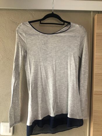 Haut manche longue gris bleu camaïeu taille 36