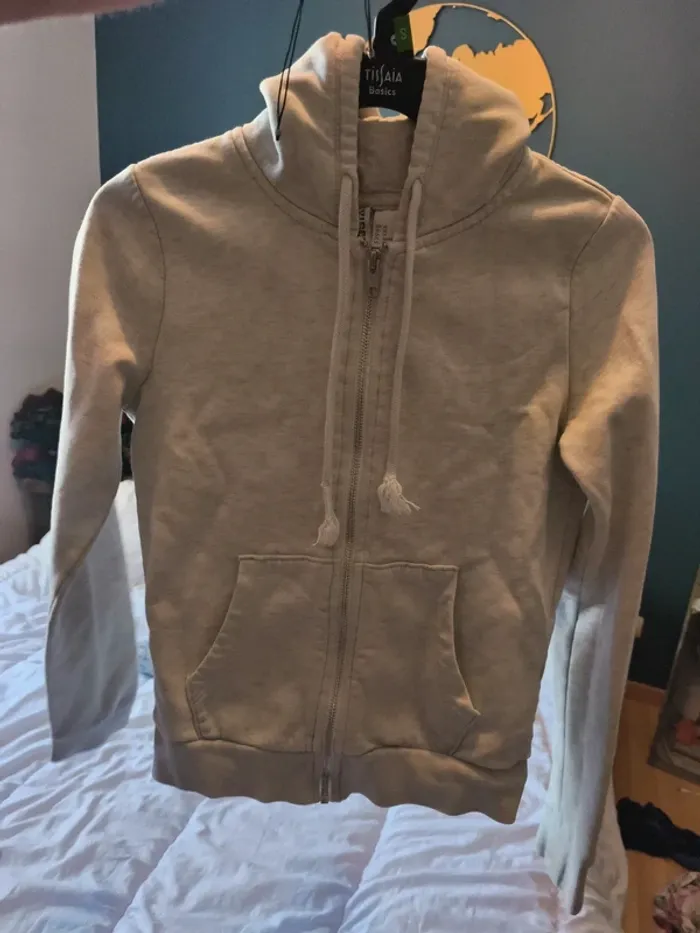 Sweat a zip h&m taille XS gris clair - photo numéro 3