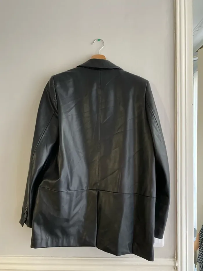 Blazer similicuir noir Zara - photo numéro 3