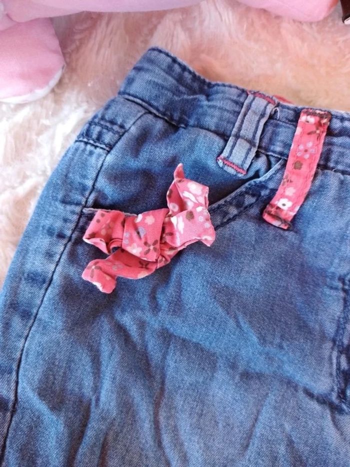 Pantalon doublé style jeans Fille 12 mois Fleurs Gémo 100% coton - photo numéro 10