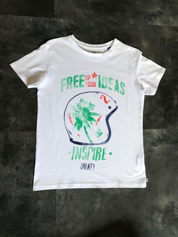 T-shirt blanc imprimé palmier vert 10 ans Okaidi