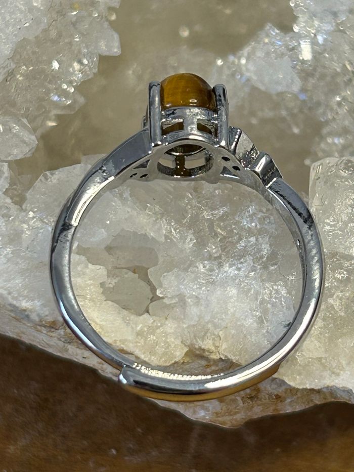 Bague réglable en laiton et en œil de tigre – Protection & Confiance - photo numéro 6