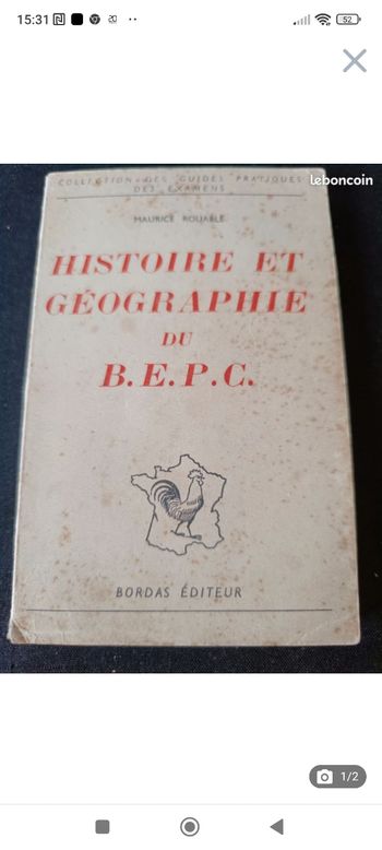 Livre ancien " Histoire et Géographie du B.E.P.C "