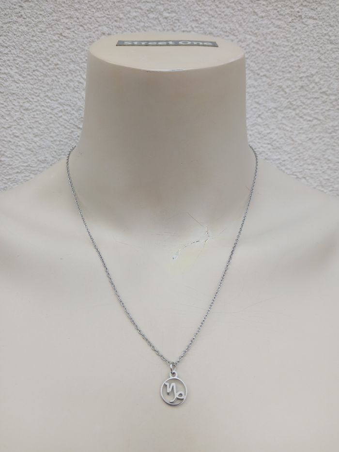 Collier en acier inoxydable argenté signe astrologique capricorne ♑️ - photo numéro 2