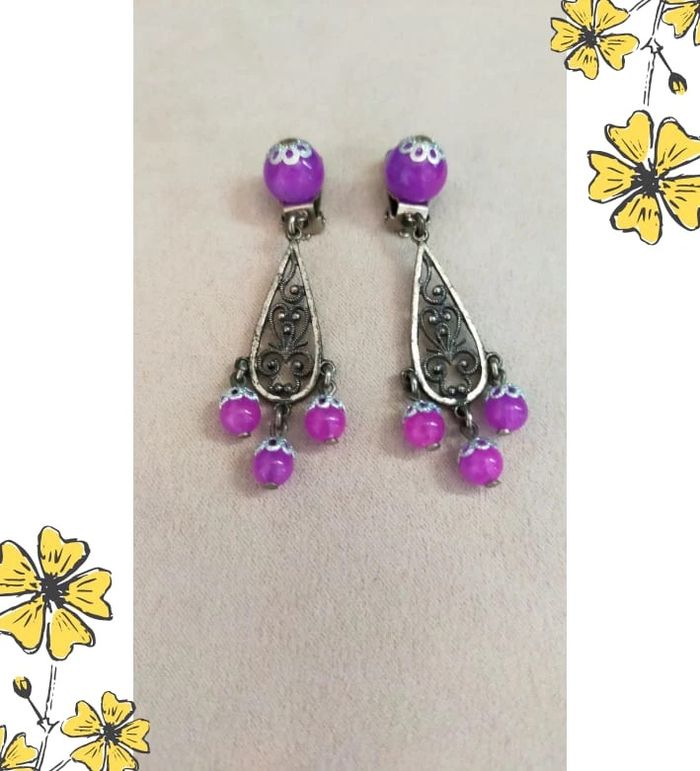 Boucles d’oreilles à clip perlées – Collection Reflets de Lavande - photo numéro 4
