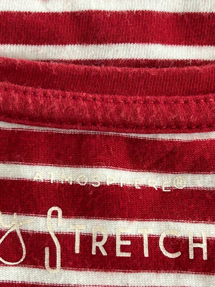 T-shirt à Rayures Bordeaux et Blanc Atmosphère - Taille 40 - photo numéro 4