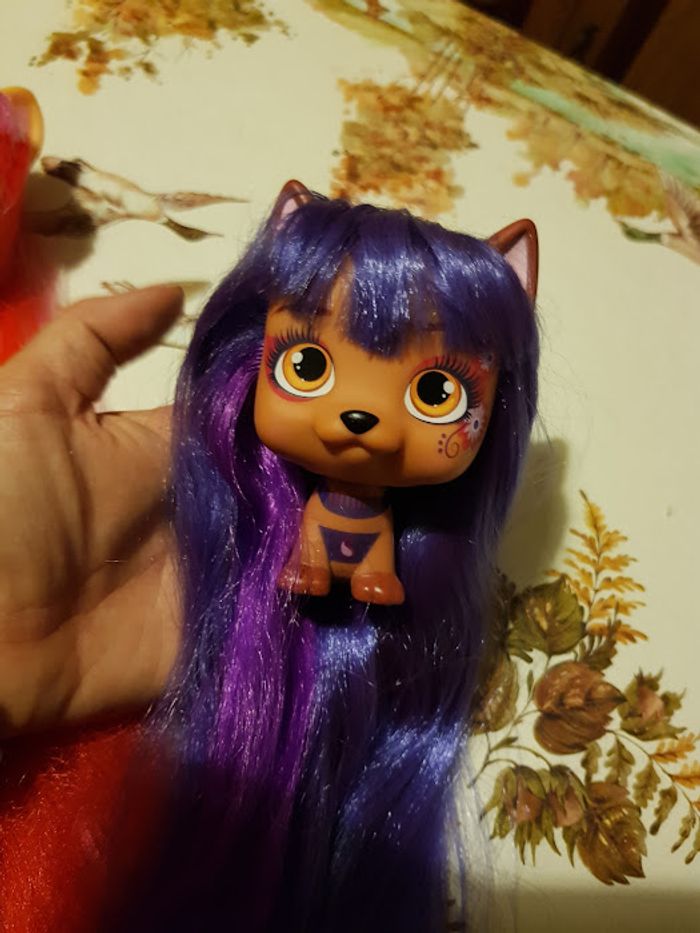 Lot 3 poupée à coiffer chien VIP Pets figurine Color Boost Alexia Maya + peluche Zigamazoos - photo numéro 8