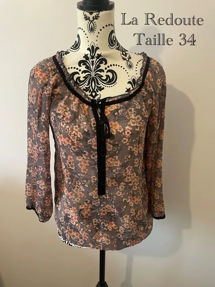 Blouse fleurie La Redoute - Manche 3/4 - Taille 34