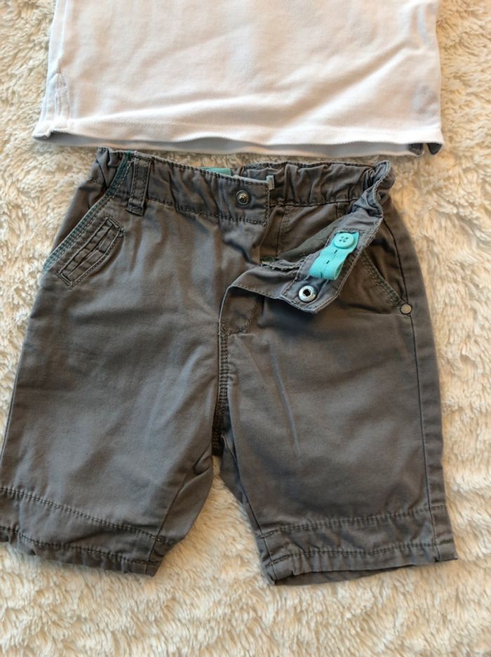 Ensemble polo blanc short gris - photo numéro 3