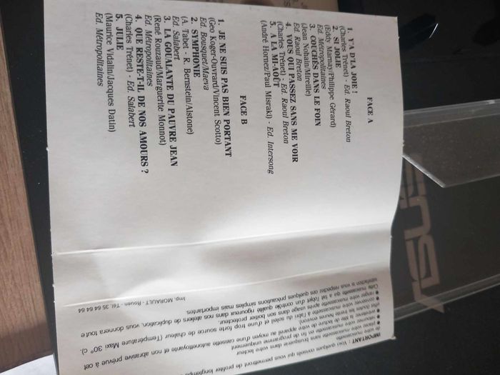Cassette audio de Marcel Amont, Y a d'la joie - photo numéro 3
