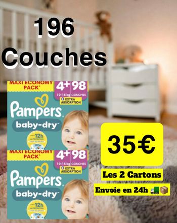 Couches Pampers Baby Dry Taille 4+ Neuf Lotx2