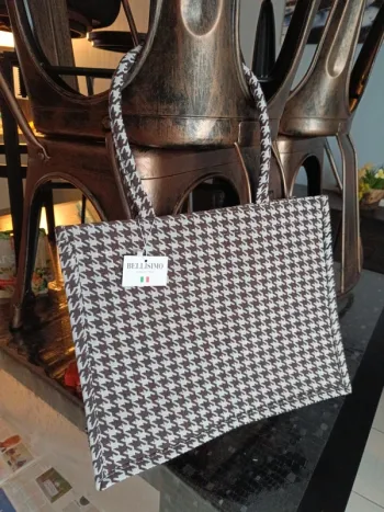 Sac à main tissu beige et marron