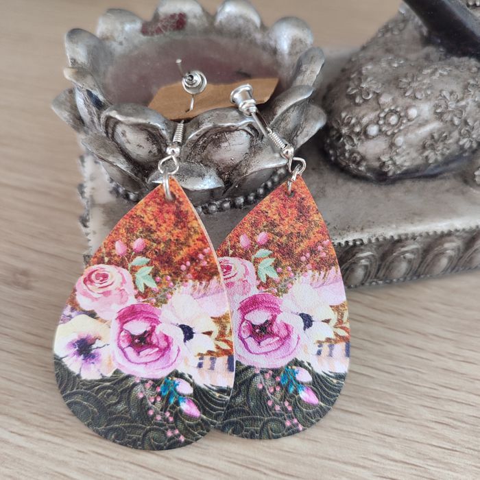 Boucles d'oreilles goutte rosier - photo numéro 2